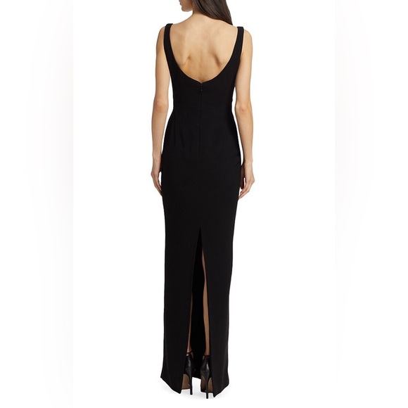 ZUHAIR MURAD: BROOCH EMBELLISHED SCOOP NECK GOWN - Picture 6 of 9